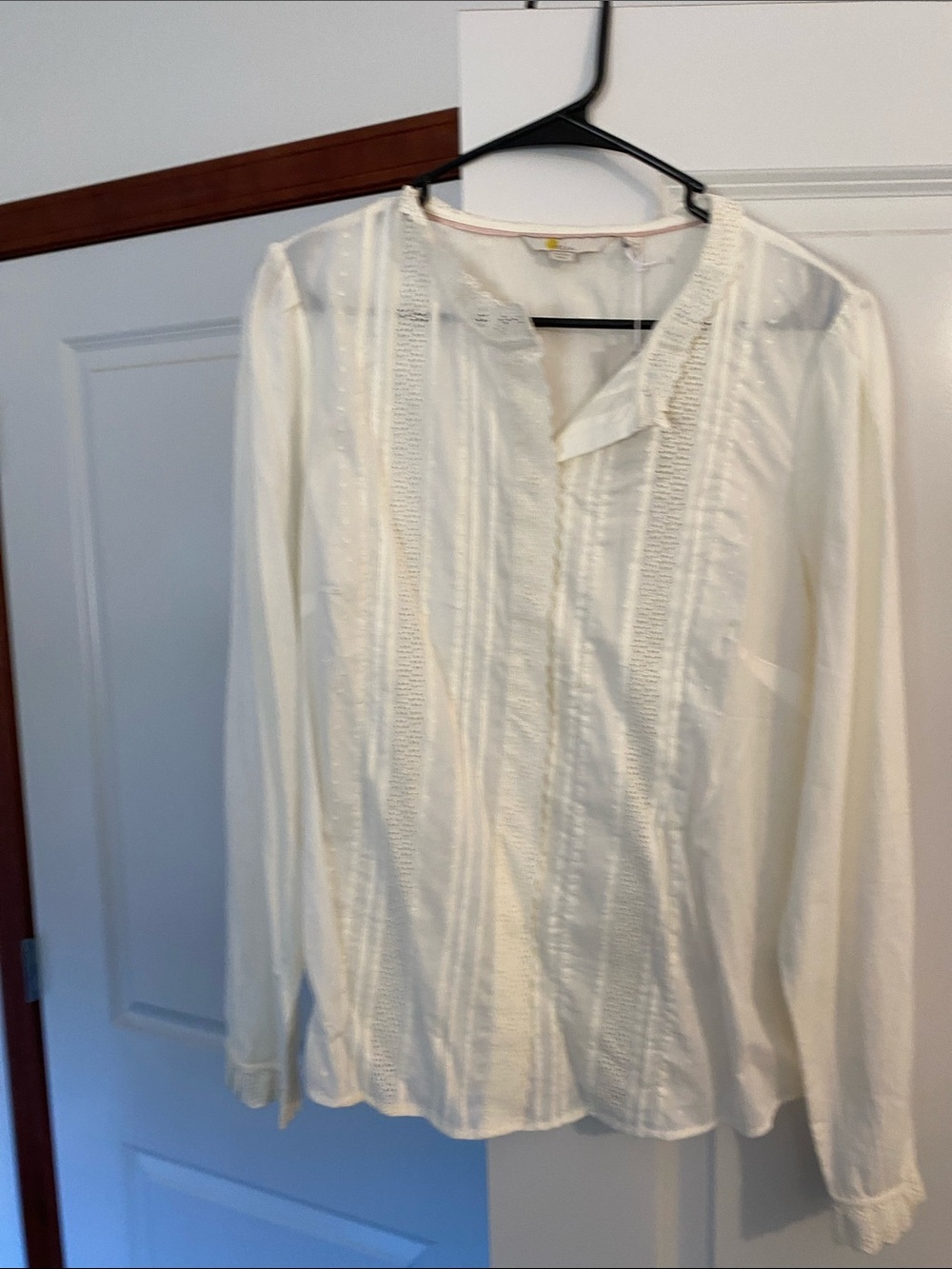Boden Cream Lightweight Button-Front Shirt Jacket